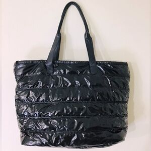Black Quilted Puffer Tote Bag